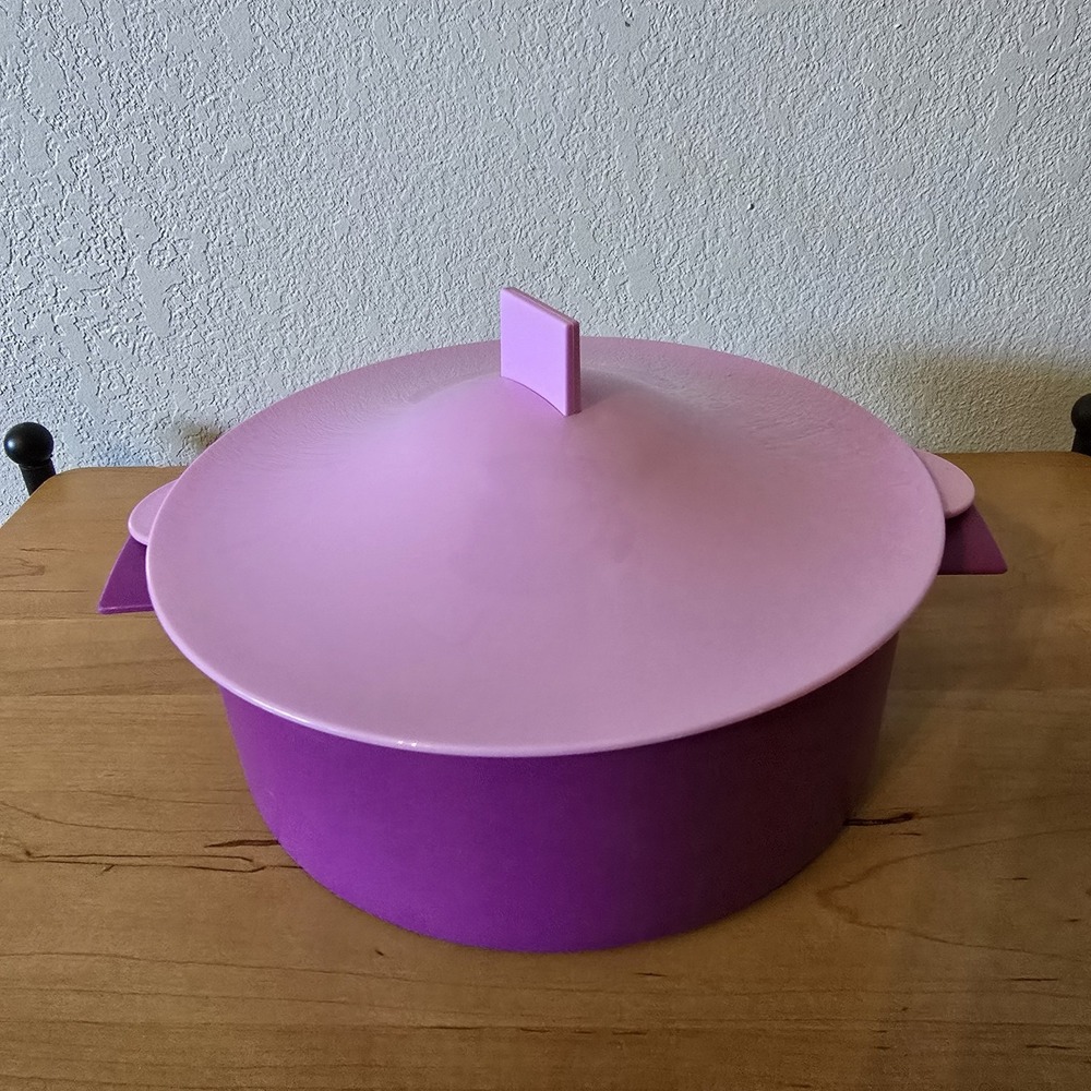 Tupperware 3 Piece Microwave Steamer‎ Cooker Strainer & Lid Purple Kitchen Vtg